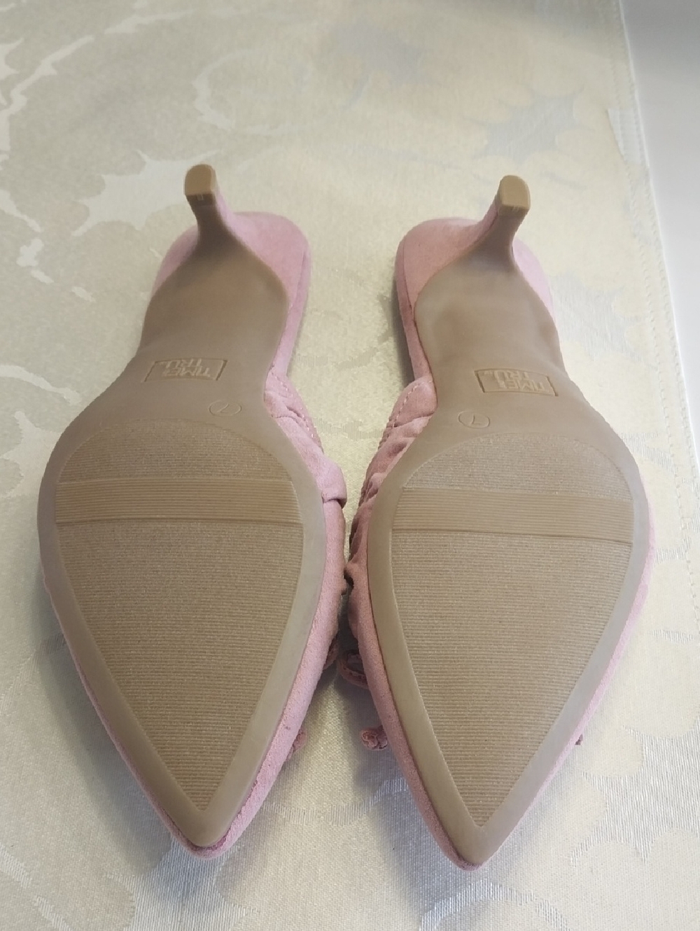 Faux Suede NWT Kitten Heel Mules Women's Size 7M Pink Memory Foam Insole Fairy - Picture 5 of 11